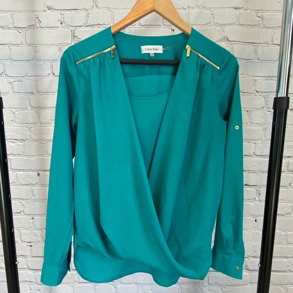 CALVIN KLEIN turquoise blouse